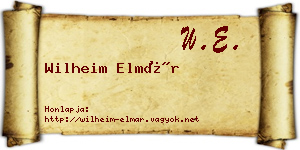 Wilheim Elmár névjegykártya
